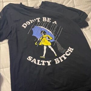 Black Graphic Tee with Umbrella Design